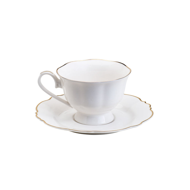 Aparelho de Jantar 42 Peças Porcelana Wolff Maldivas Fio Dourado