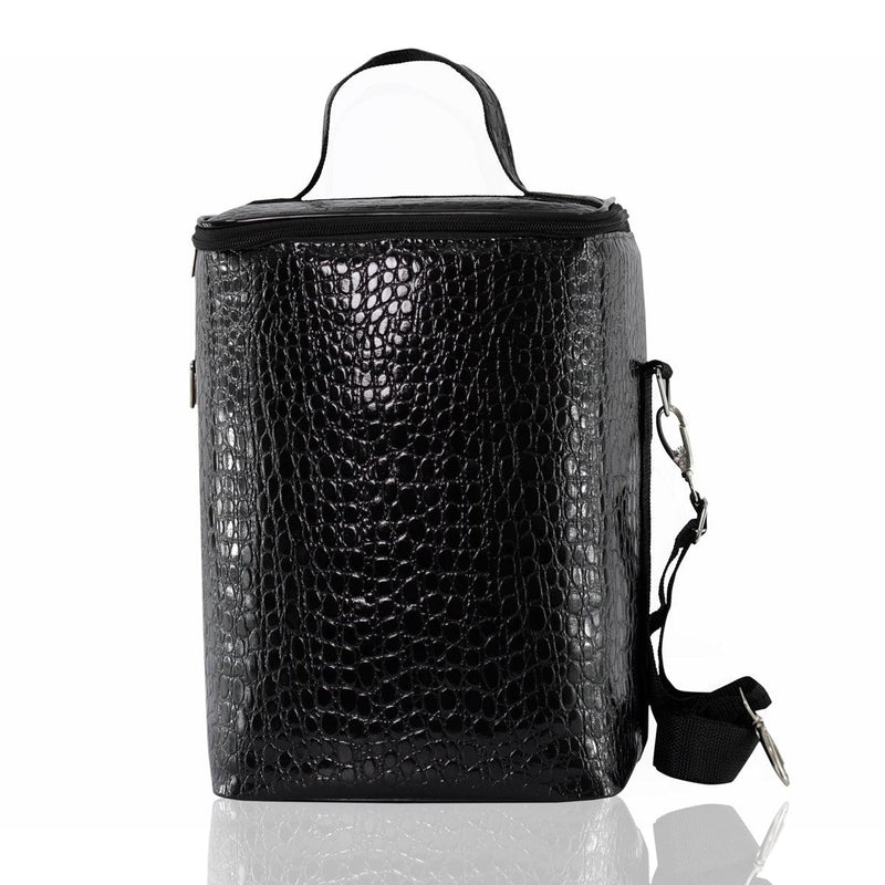 Bolsa Térmica Porta Vinho Croco Preto para 4 Vinhos