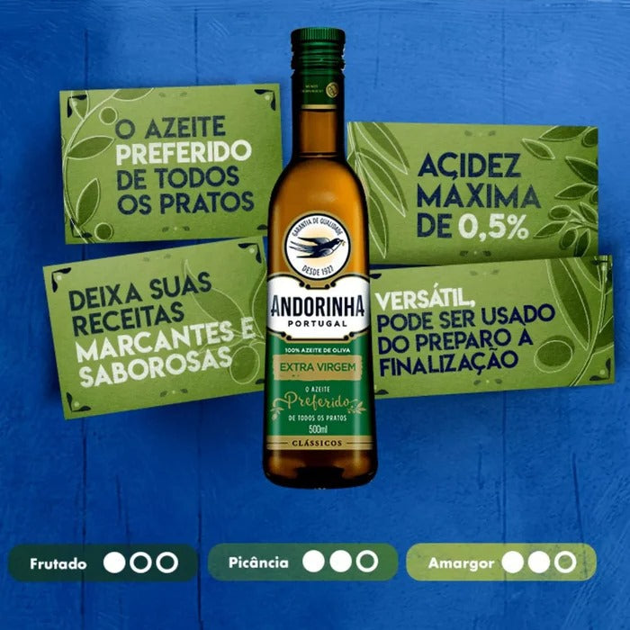 Kit 5 Azeite de Oliva Extra Virgem Português Andorinha Clássicos Vidro 500ml