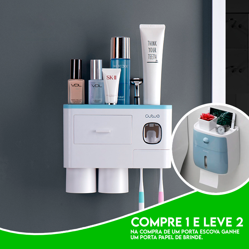 Porta Escova Dental Automático + Porta Papel Grátis - COMPRE 1 LEVE 2