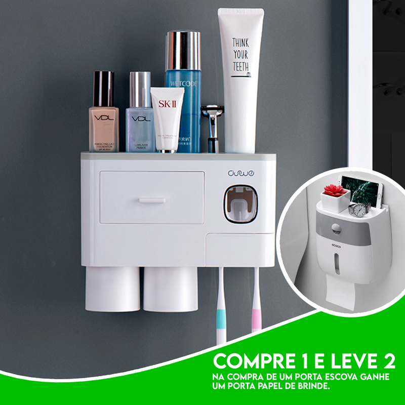 Porta Escova Dental Automático + Porta Papel Grátis - COMPRE 1 LEVE 2