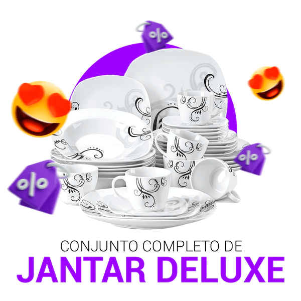 Conjunto Completo de Jantar Deluxe® - 48 Peças em Porcelana de Luxo