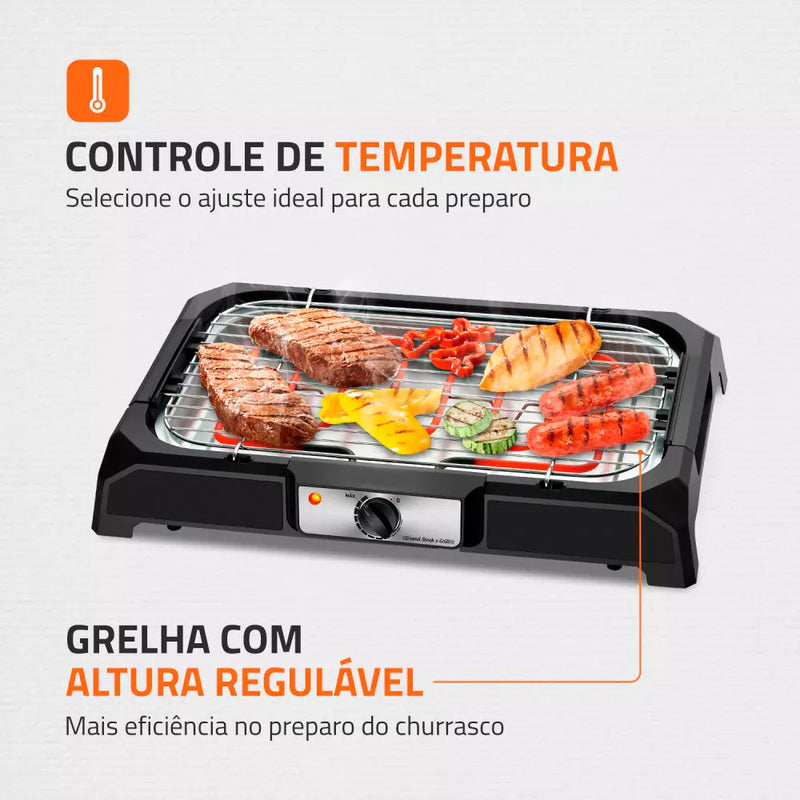 Churrasqueira Elétrica SteakGrill® 1800W + Kit Churrasqueiro [QUEIMA DE ESTOQUE]