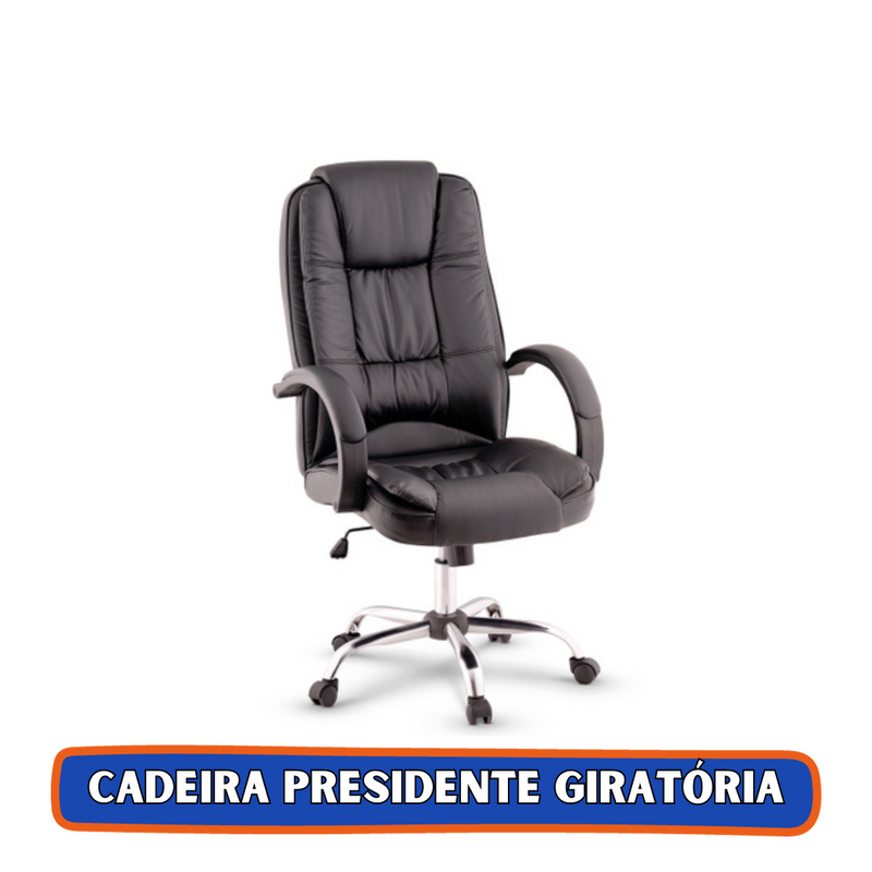 Cadeira Presidente Escritório Giratória Fox Office C300 - Preta - Zecker Outlet