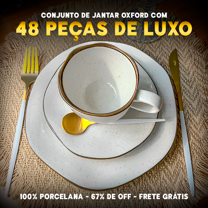 Conjunto de Jantar Ryo de Luxo com 48 Peças em Porcelana