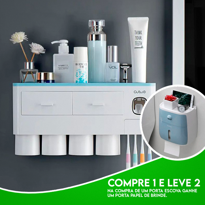 Porta Escova Dental Automático + Porta Papel Grátis - COMPRE 1 LEVE 2