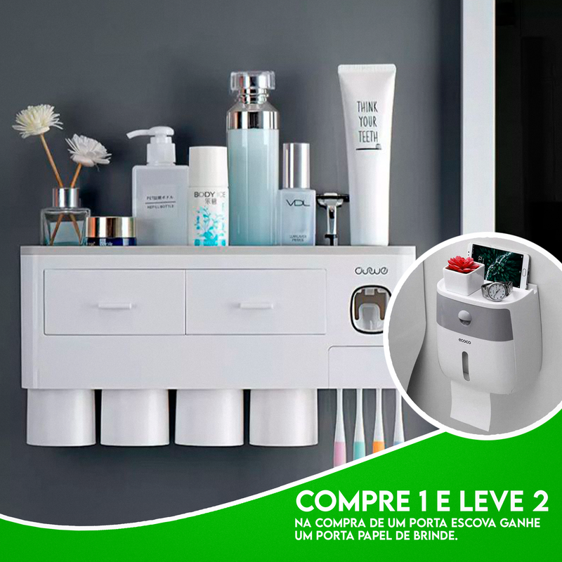 Porta Escova Dental Automático + Porta Papel Grátis - COMPRE 1 LEVE 2