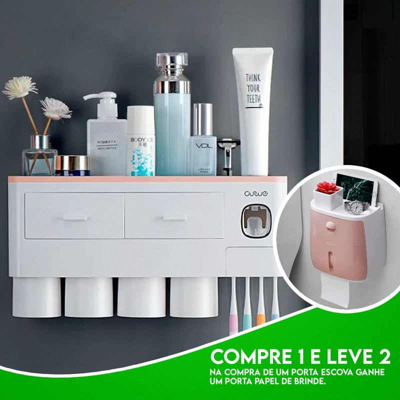 Porta Escova Dental Automático + Porta Papel Grátis - COMPRE 1 LEVE 2