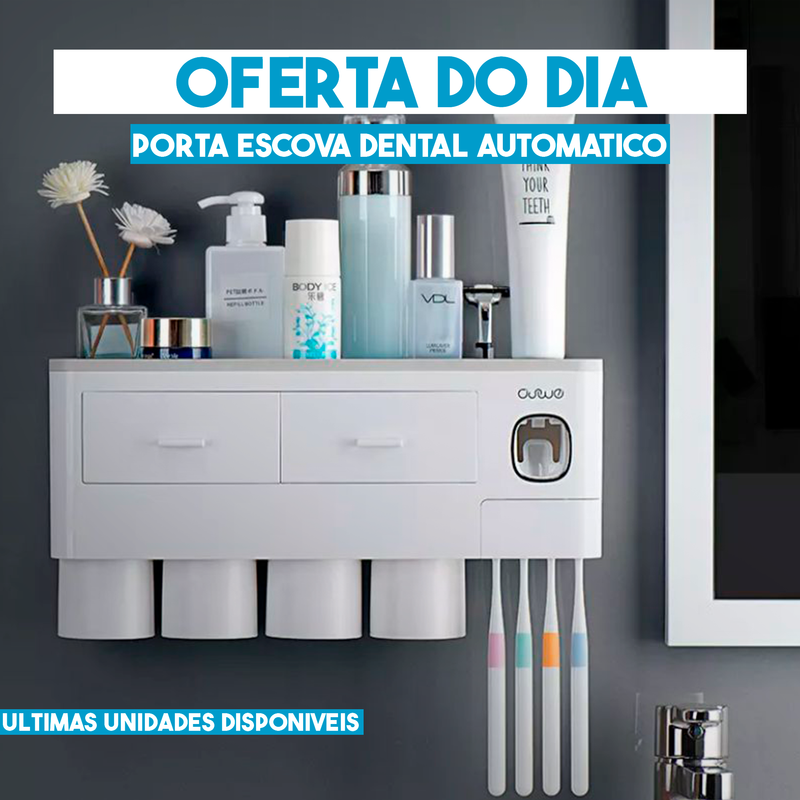 Porta Escova Dental Automático + Suporte de Parede