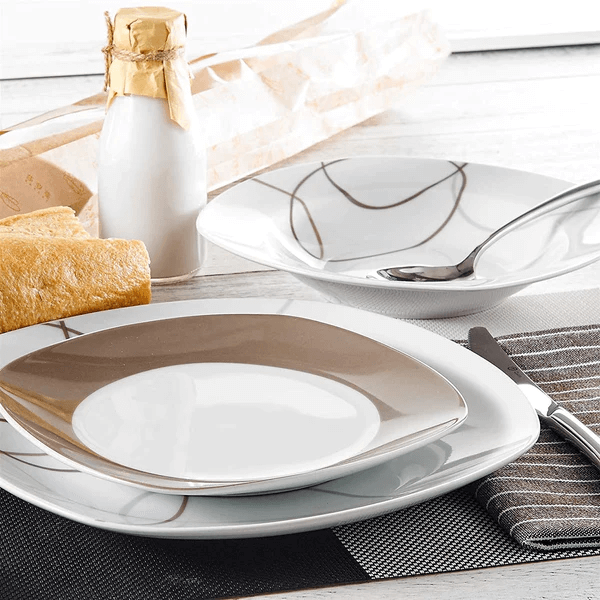 Conjunto Completo de Jantar Deluxe® - 48 Peças em Porcelana de Luxo